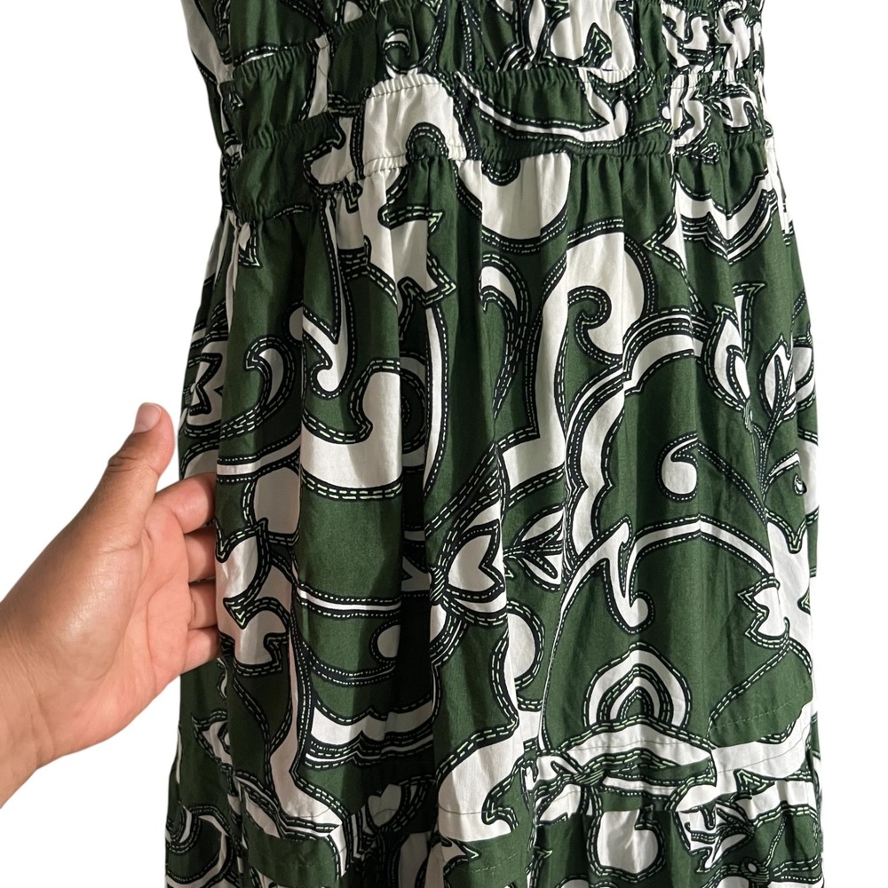 Anthropologie Somerset Maxi Dress Green White Cotton 1X Plus Size - Picture 10 of 13